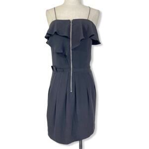 Black Silk ruffle dress by Athe Vanessa Bruno short Little Black dress EU 40